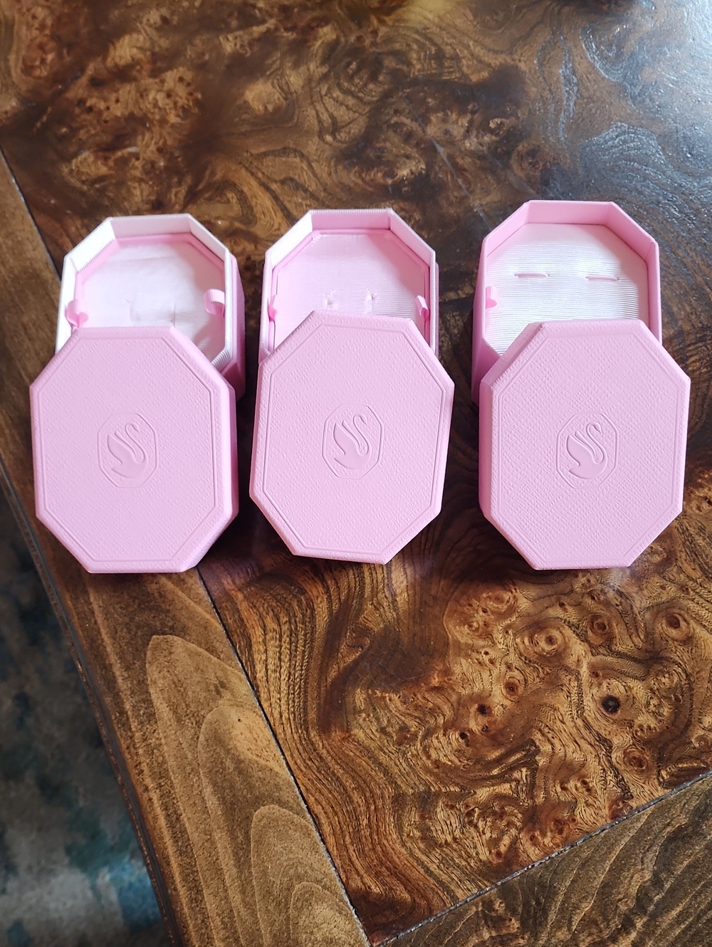 Swarovski Pink Octagonal Jewelry Ring Boxes - Set of 3